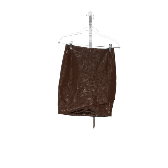 GUESS Women's Brown Faux Leather Wrap Skirt - Picture 1 of 4